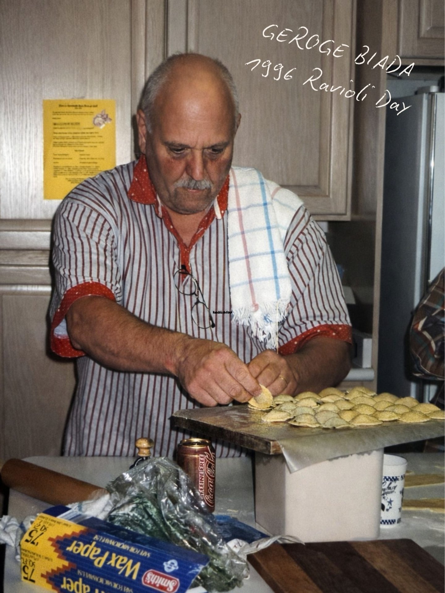 George Biada making fresh ravioli in 1996